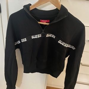 Guess cropped zipper sweatshirt shirt sweater